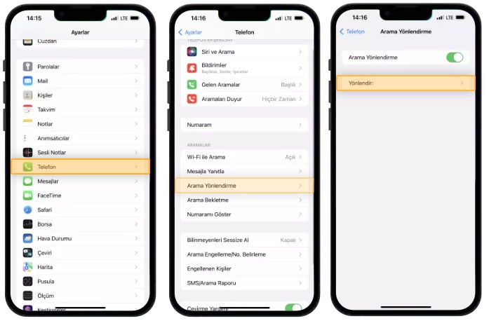 iPhone 14 Arama Yönlendirme