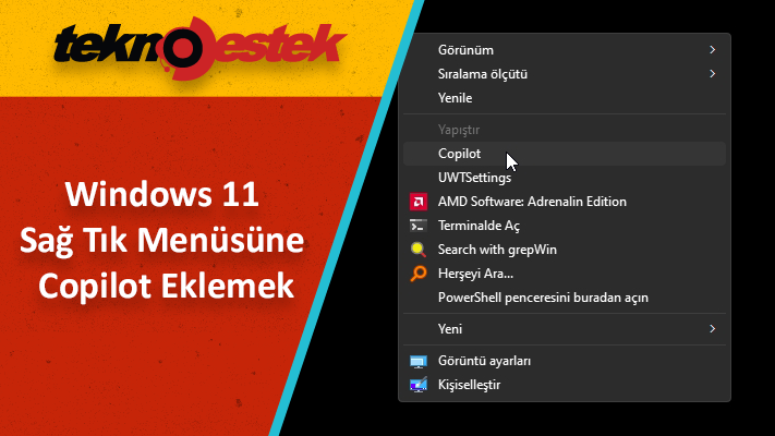 Sağ Tıklama Menüsüne Copilot Eklemek