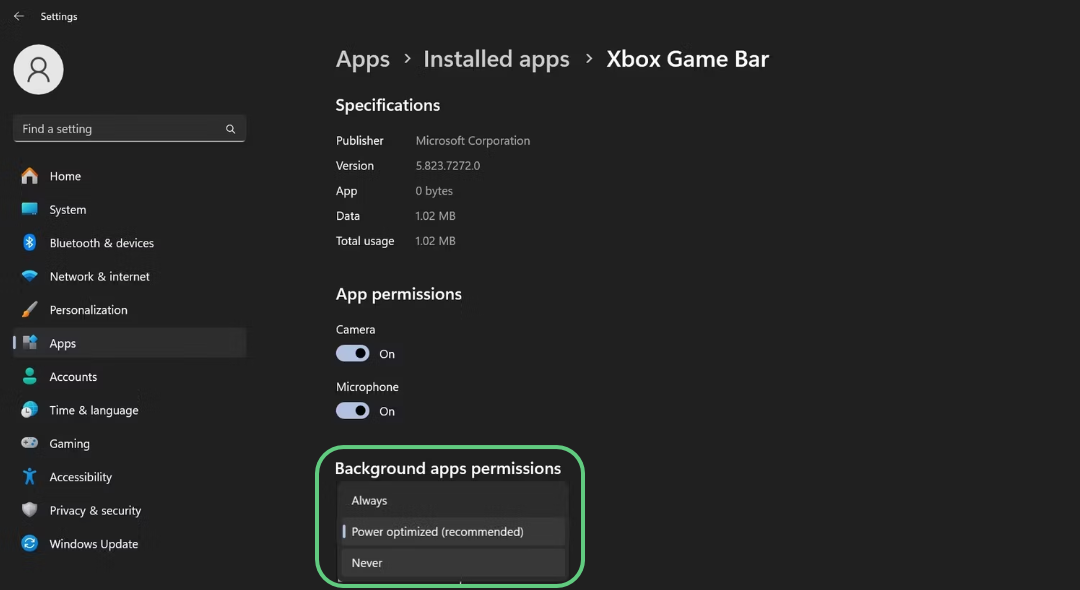 Xbox Game Bar Arka Plan Etkinligini Devre Disi Birakma 3