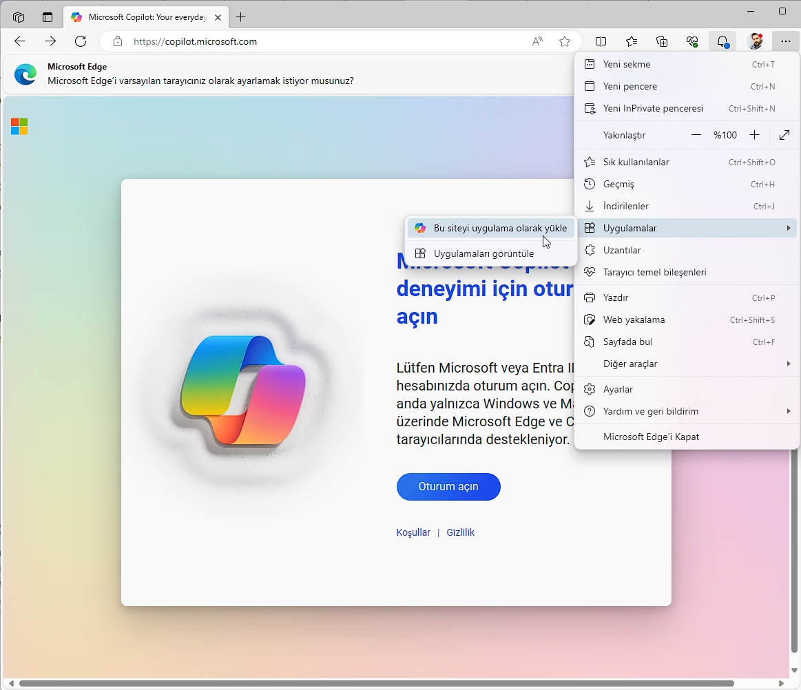Windows 11 macOS ve Linux için Copilot Web Uygulaması Copilot Web Uygulaması