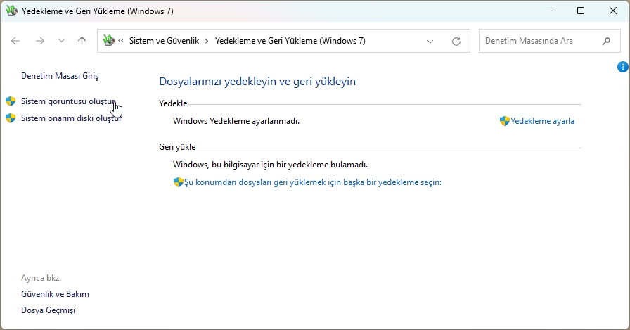 Windows 11 USB Yedekleme