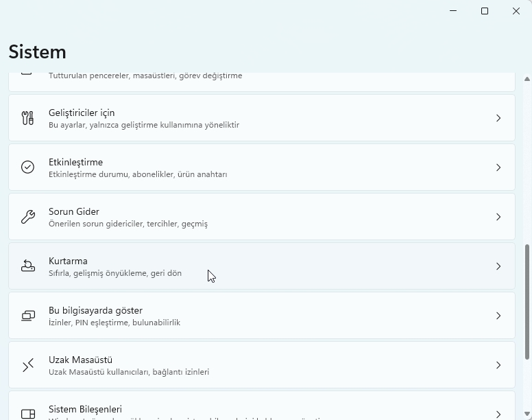 Windows 11 Yedeğini Geri Yükleme