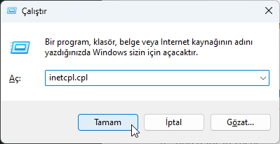 ERR_INTERNET_DISCONNECTED çözümü için çalıştır penceresi