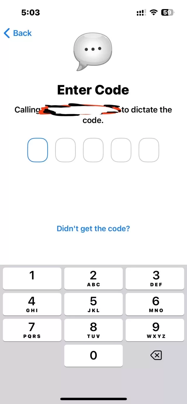 Bir telefon ekranında, Telegram uygulamasında kod alamama sorunu ile ilgili bir hata mesajı.