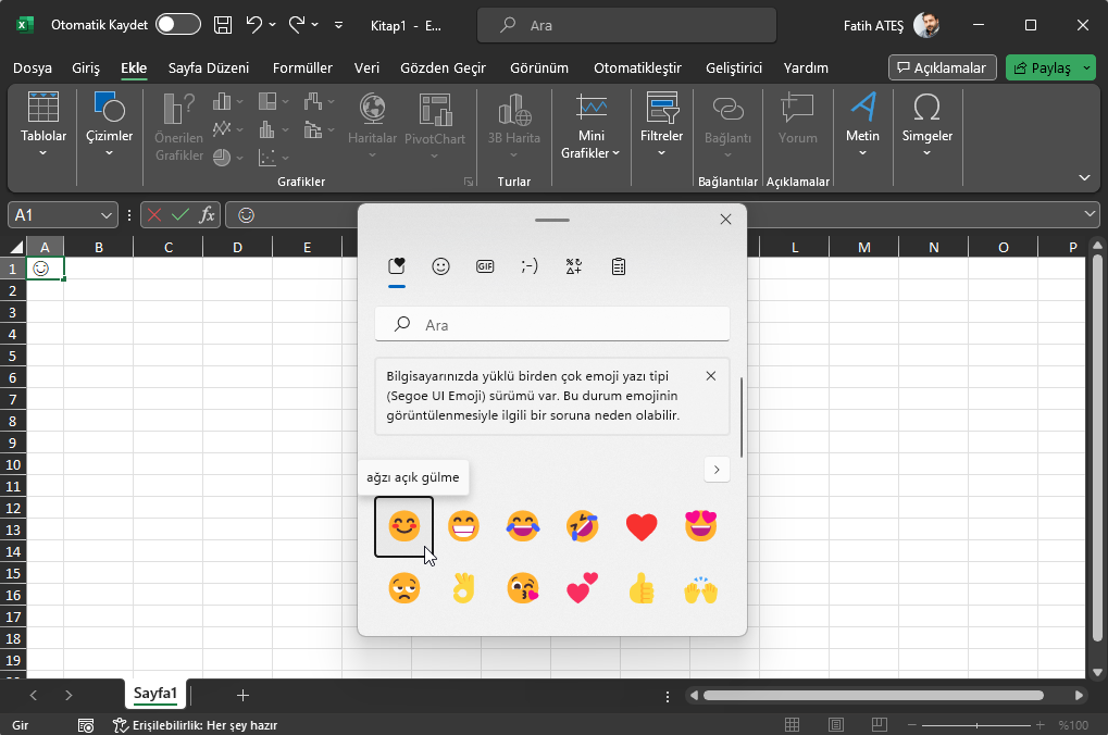Excel Emoji Eklemek