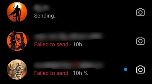 Bir telefon ekranında, Instagram uygulamasında mesaj atma sorunuyla ilgili bir hata mesajı.