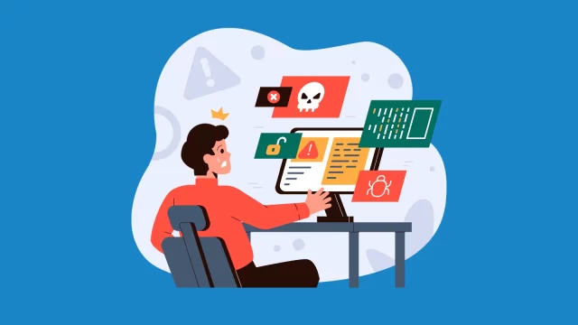 Bilgisayar ekranında bir zararlı yazılım uyarısı.