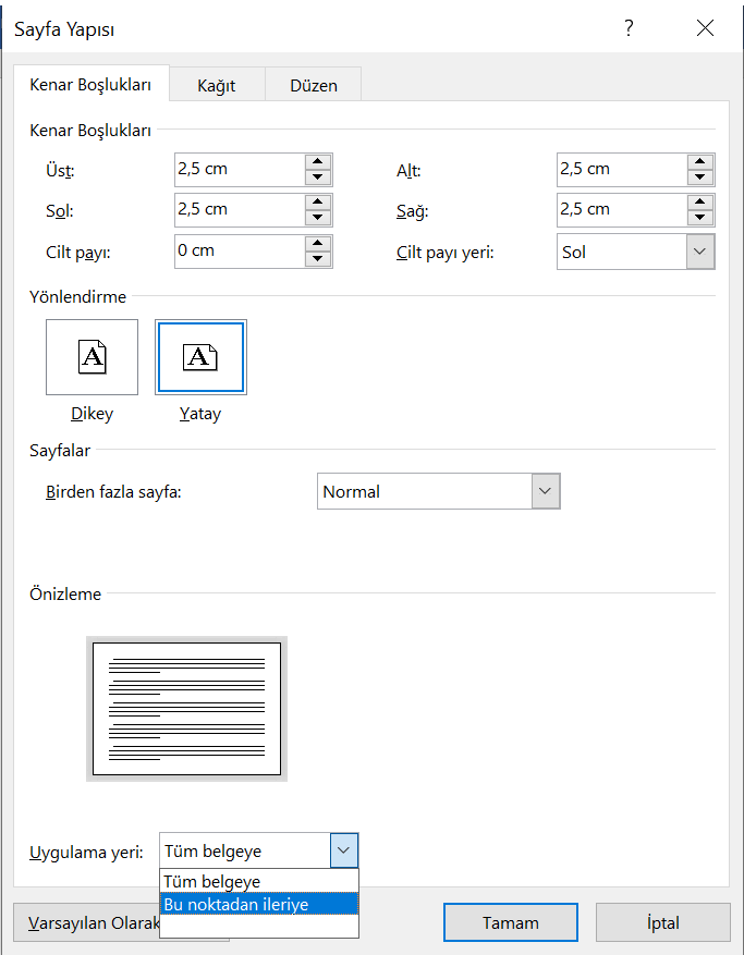 Word Belgesinin Yönünü Değiştirme Nasıl Yapılır word 3 - Word Belgesinin Yönünü Değiştirme
