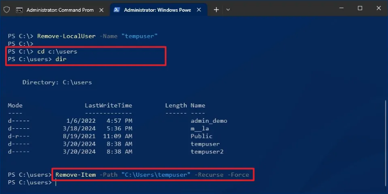PowerShell'den Windows 10 kullanıcı hesabı silmek