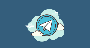 Telegram logo with sticker icon.