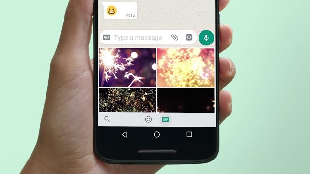 WhatsApp'ta varsayılan GIF kaynağını değiştirmenin adımlarını gösteren bir görsel.