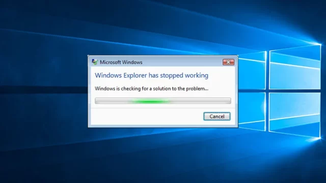 Windows Gezgini'nin yanıt vermemesi sorununu gösteren bir ekran görüntüsü.