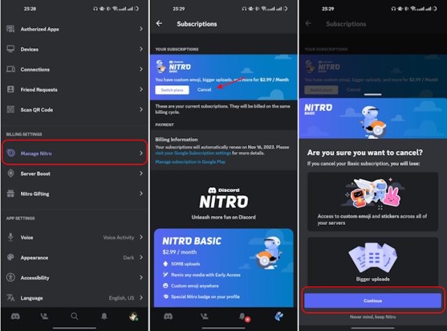 Discord abonelik iptali gerekliliği görseli