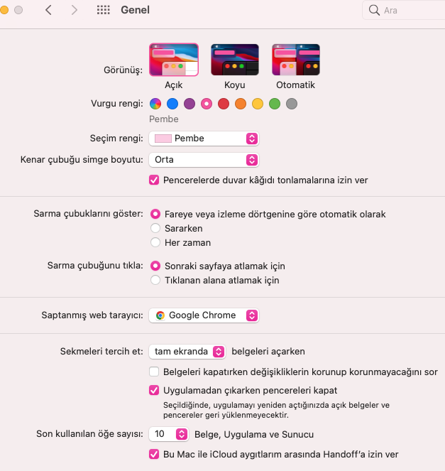 macOS'inin görünümünü özelleştirme macOS'inin görünümünü özelleştirme