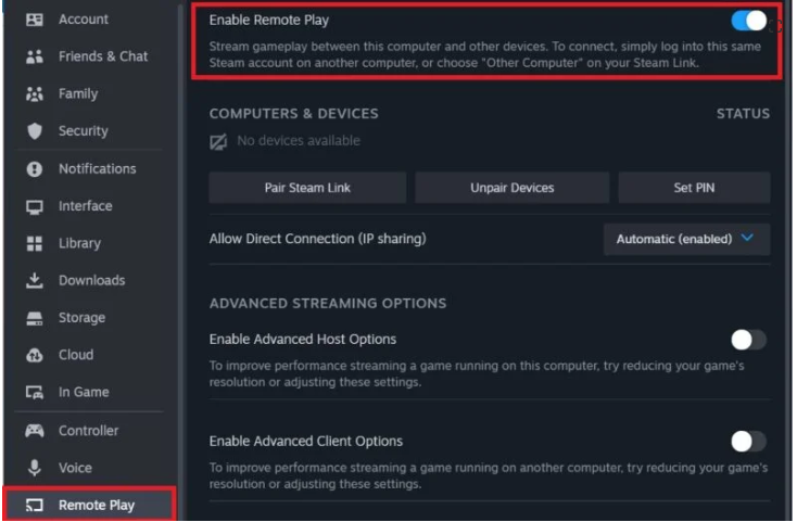 Steam Uzaktan Oynatma Steam Onarma