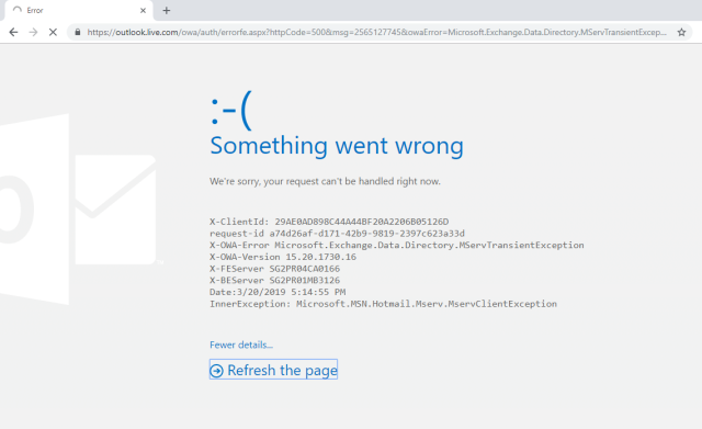 Hotmail'e erişimde yaşanan tarayıcı sorunlarını gösteren bir görsel.