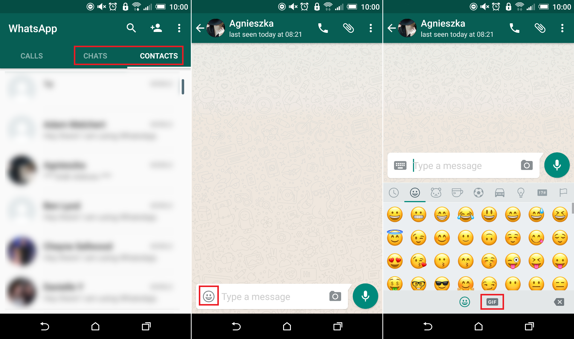 WhatsApp GIF'inin Tenor'a ayarlanması adımlarını gösteren bir görsel.