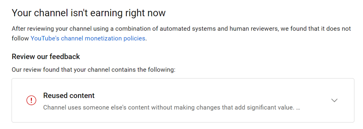 YouTube Tekrar Kullanılan İçerik Sorunu YouTube Tekrar Kullanılan İçerik Hatası hakkında bilgilendirici bir görsel.