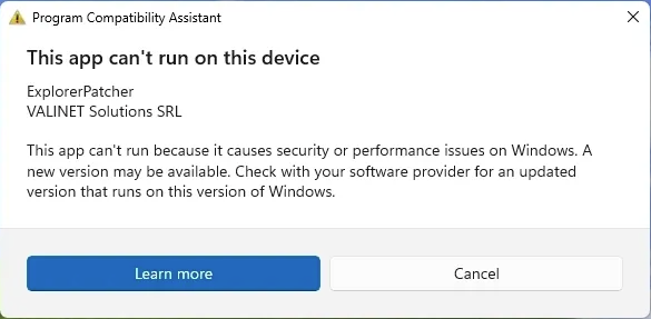 Windows 11 Özelleştirme Uygulama Kısıtlaması