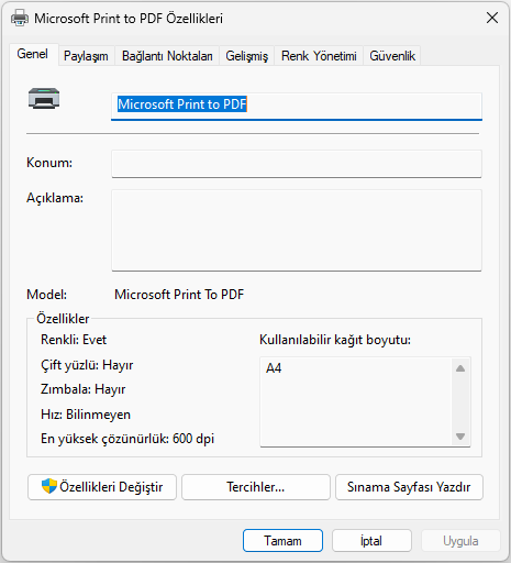 Yazıcıyı Yeniden Adlandırma