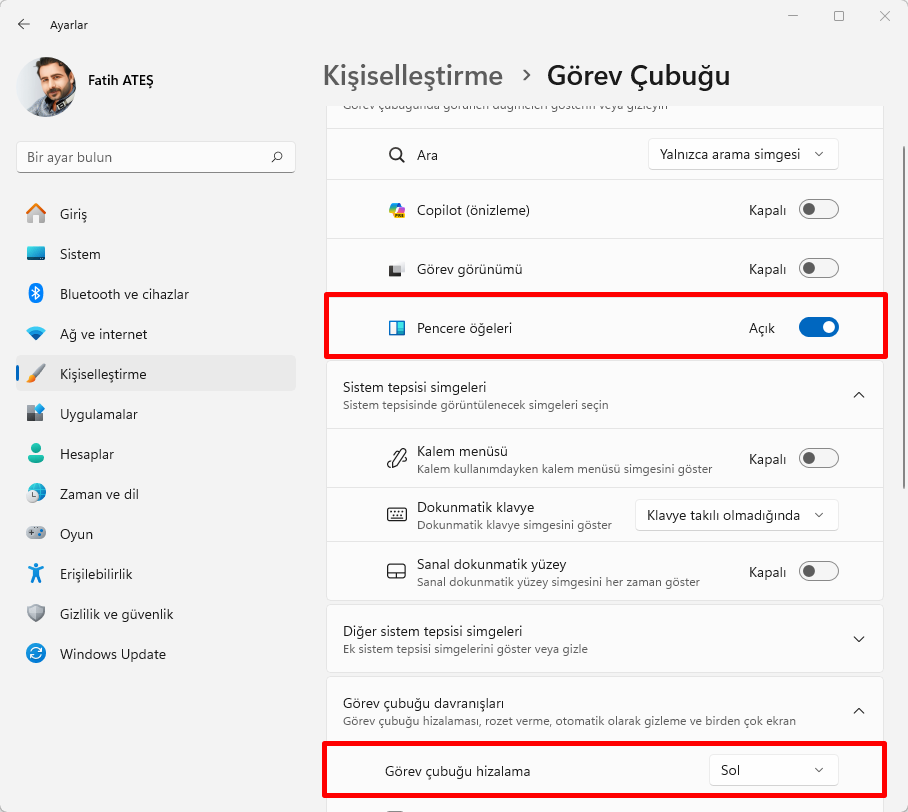 Windows 11 Görev Çubuğunun Sağına Widget'ları Hizalama Görev Çubuğunun Sağına Widget'ları Hizalama