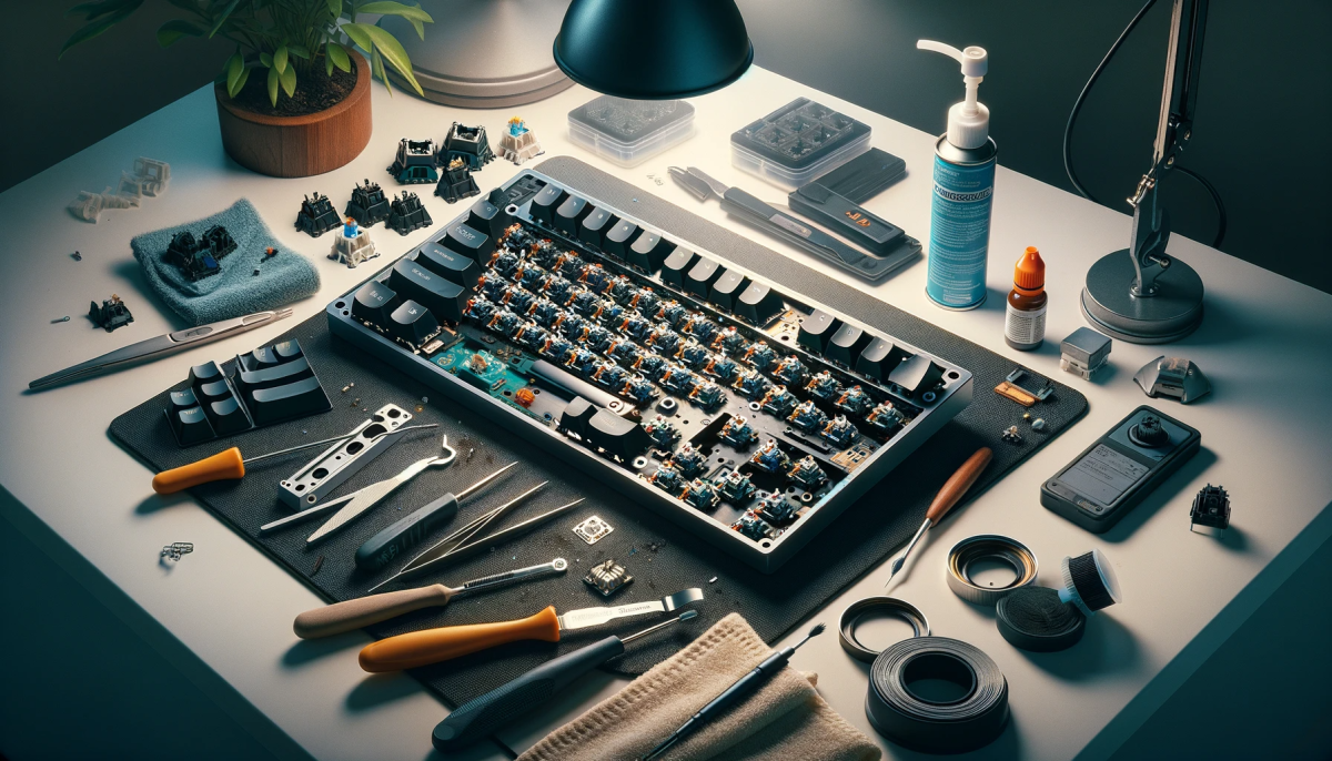 Mekanik Klavye Bakımı Yapma Mekanik klavye ve bakım ekipmanları.