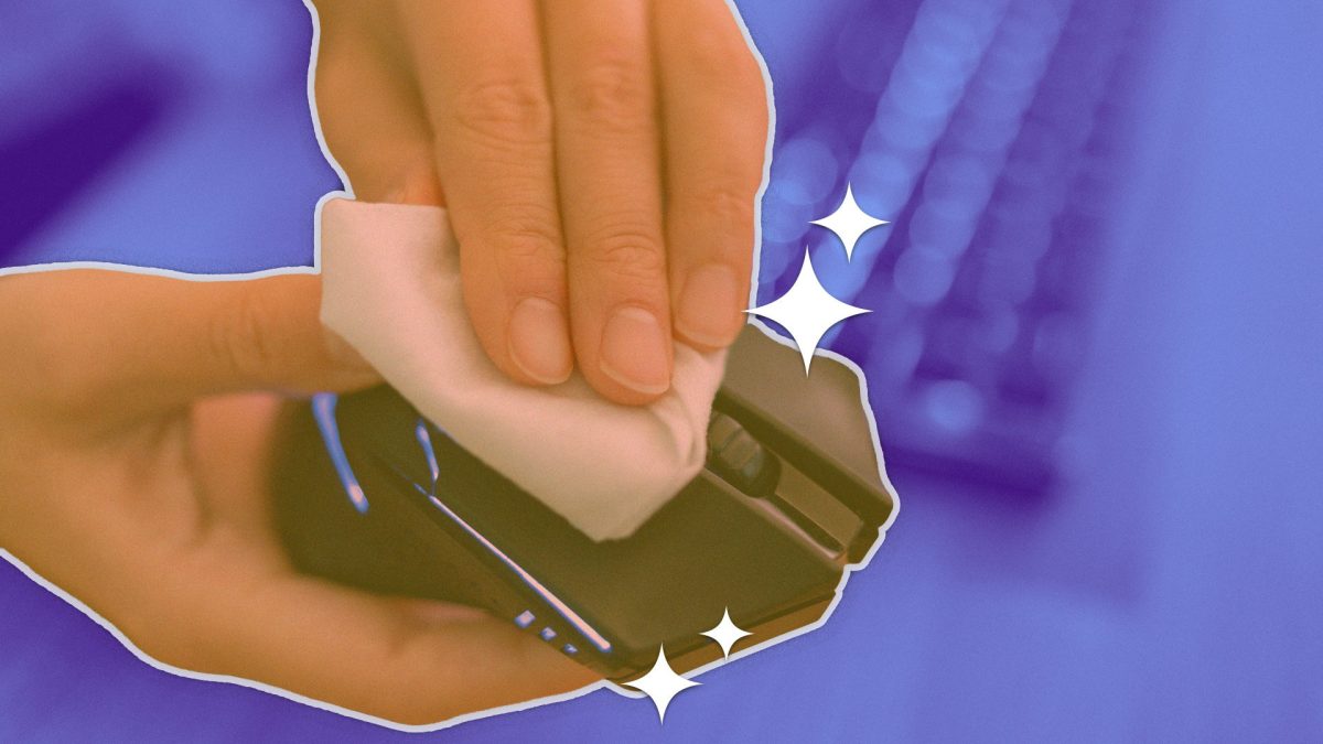 Temizlik malzemeleri ve fare.