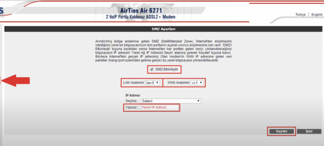 Airties Air6271 Port Açma Adımları