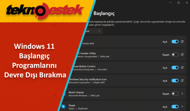 Başlangıç Programlarını Devre Dışı Bırakma