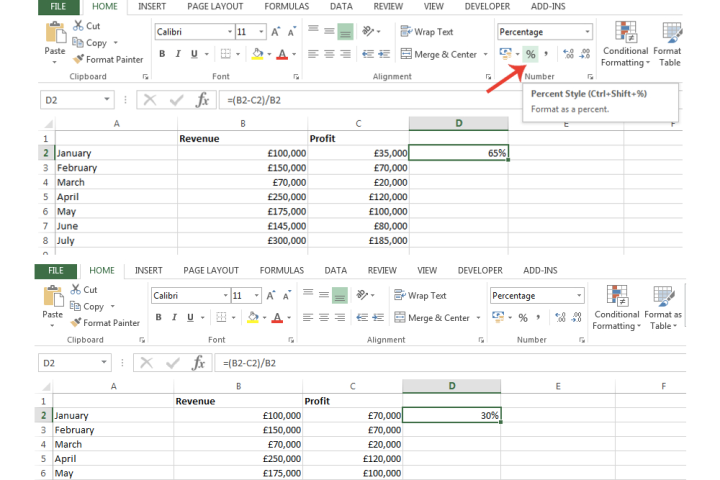 Excel'de Yüzdeler Nasıl Hesaplanır