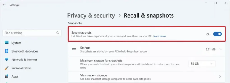Recall özelliğini devre dışı bırakma
