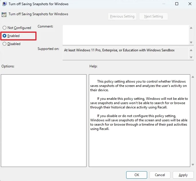 Geçici veya Kalıcı olarak Recall Özelliğini Devre Dışı Bırakma