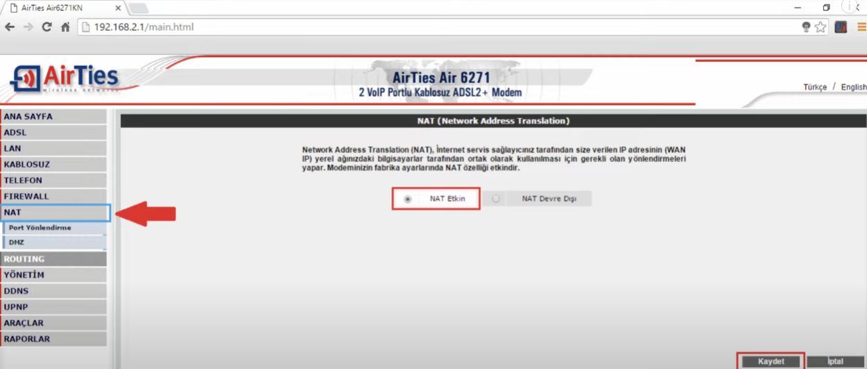 Airties Air6271 Port Açma Adımları