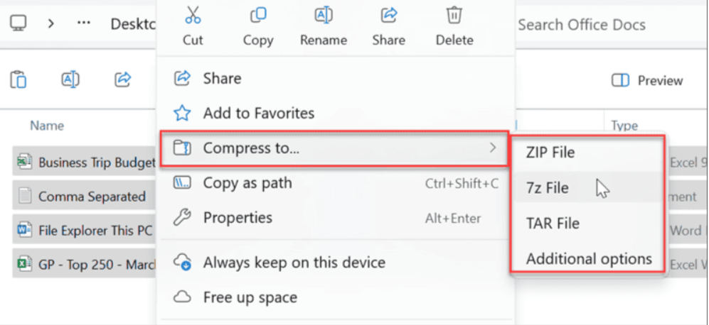 Ekran goruntusu 2024 05 30 085010 - Windows 11 7-Zip ve TAR Arşivlerini Destekliyor