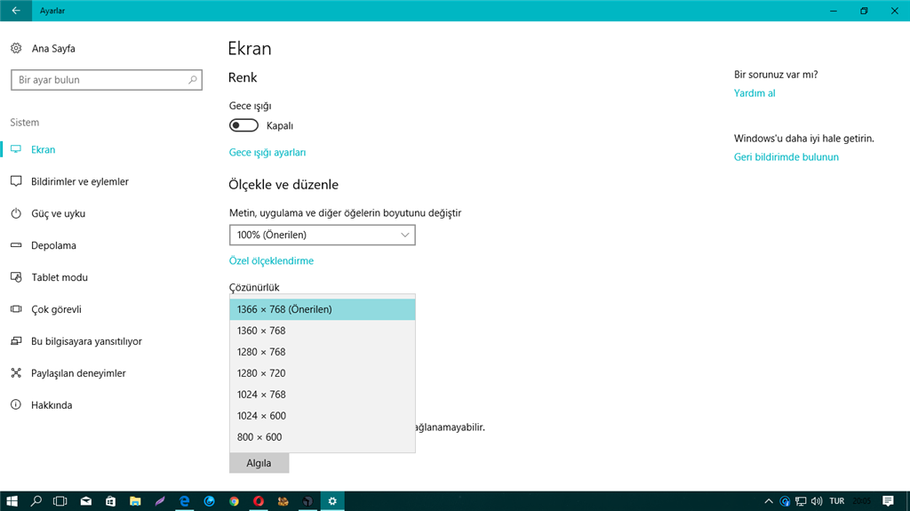Windows Ekran Cozunurlugu Sorunu - Windows Ekran Çözünürlüğü Sorunu