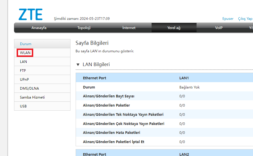 ZTE ZXHN F6600 Kablosuz Ayarlar Yerel Ağ