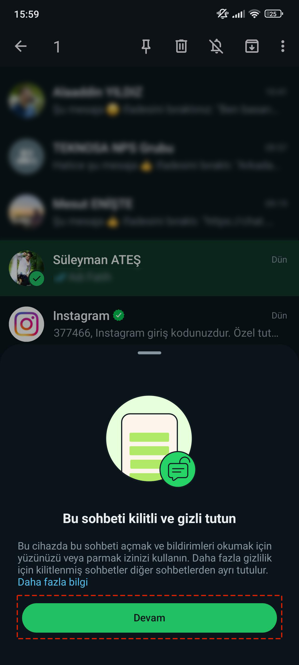 WhatsApp Sohbetlerini Gizleme