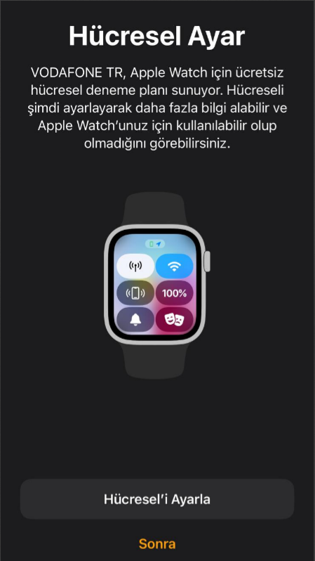 Apple Watch ta Vodafone Hucresel Baglanti Ayarlama 1