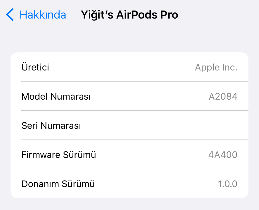 Airpod Yazılım Güncellemesi