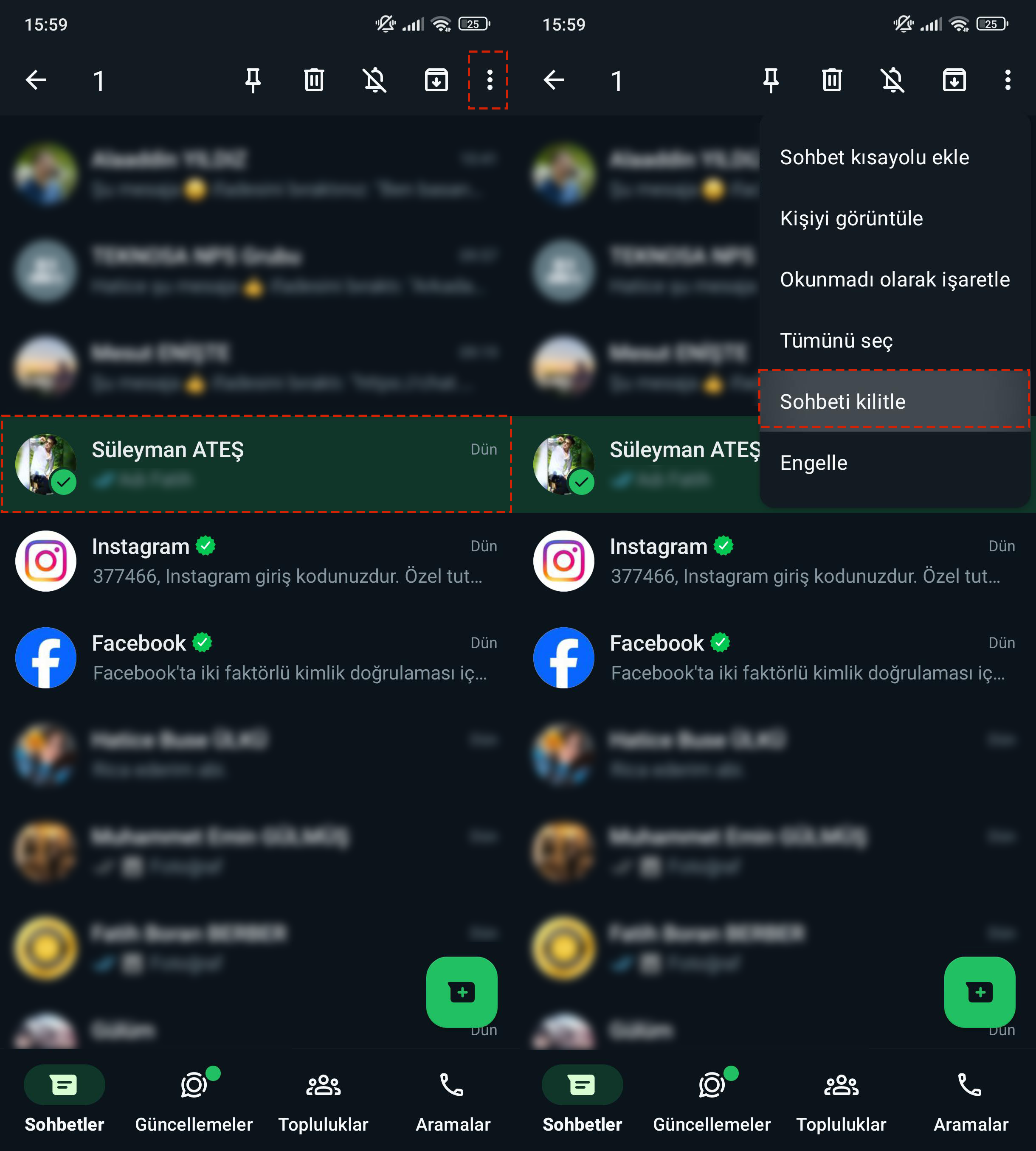 WhatsApp Sohbetlerini Gizleme
