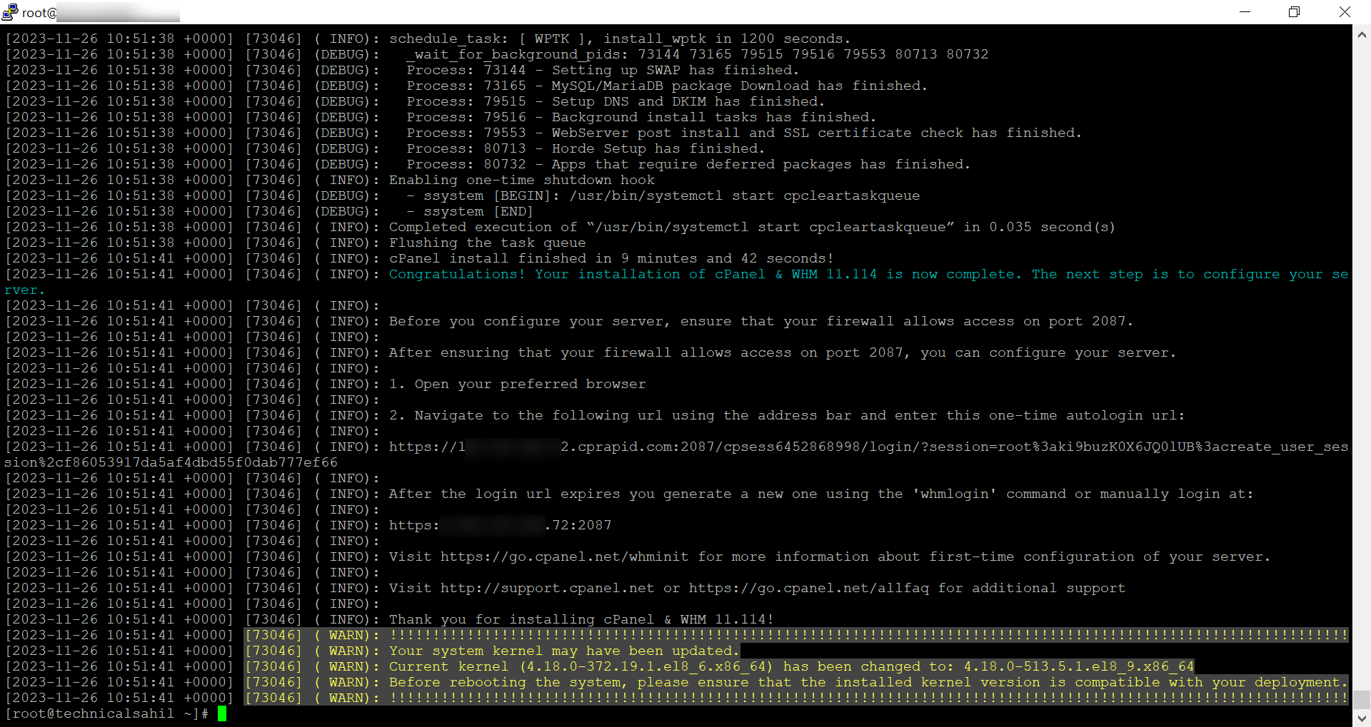 AlmaLinux 9 Üzerine cPanel WHM Kurulumu cPanel WHM Kurulumu 01