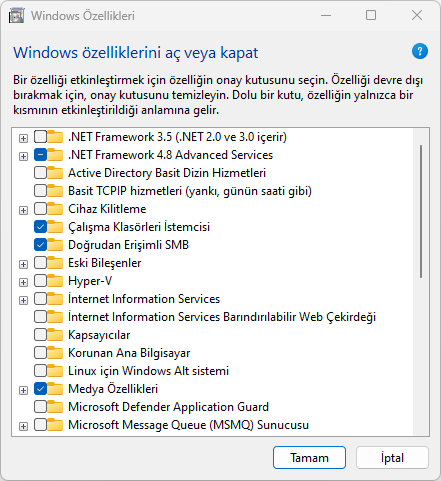 Windows 11 İsteğe Bağlı Özellikleri Yönetme