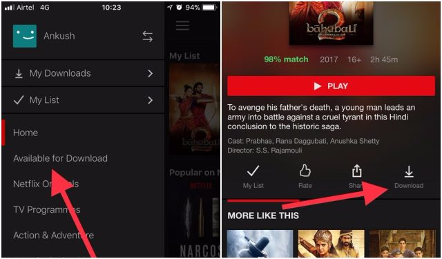 Netflix filmi telefon indirme işlemi