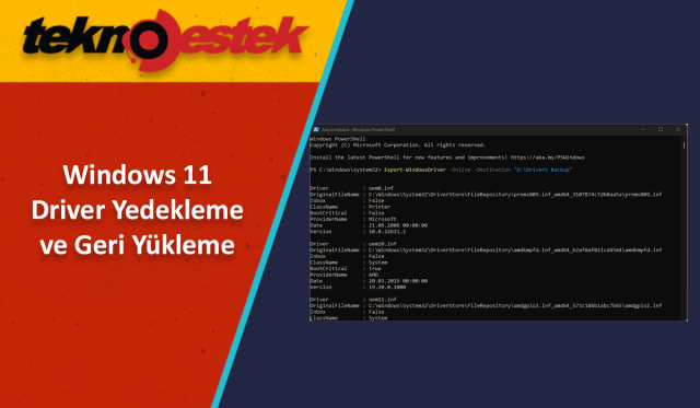 Driver Yedekleme ve Geri Yükleme