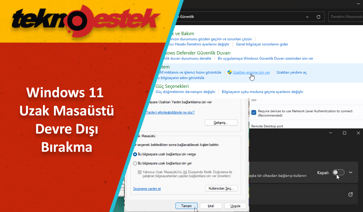 Uzak Masaüstü Devre Dışı Bırakma