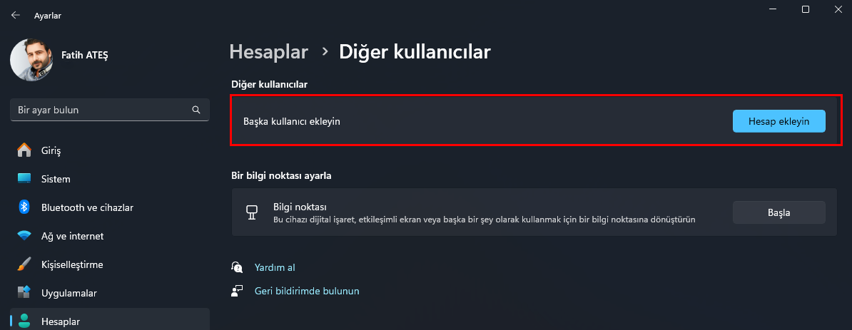 Windows 11 Yerel Hesap Oluşturma