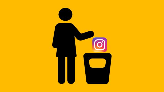 Bir Instagram hesabının kapatılması adımlarını anlatan bir infografik. Hesap kapatma sürecini adım adım gösteren görsel.