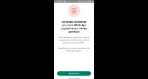 Resmi WhatsApp uygulamasının gerektiğine dair hata mesajını gösteren bir ekran görüntüsü.