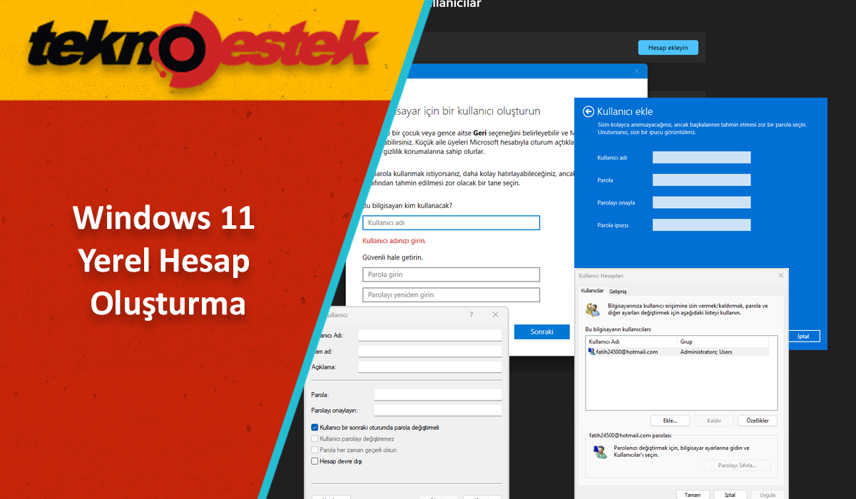 Windows 11 Yerel Hesap Olusturma
