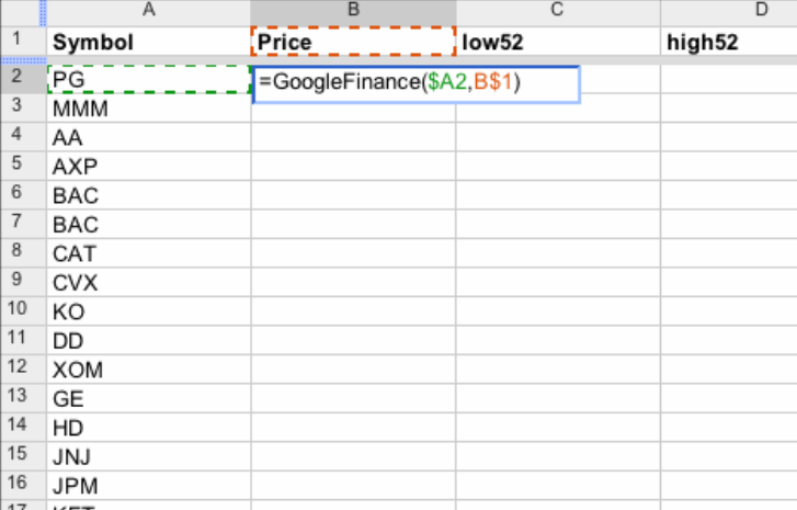 Bütçeleme E-Tablolarını Basitleştiren Formüller GoogleFinance Butceleme E Tablolarini Basitlestiren Formuller 6 - Bütçeleme E-Tablolarını Basitleştiren Formüller